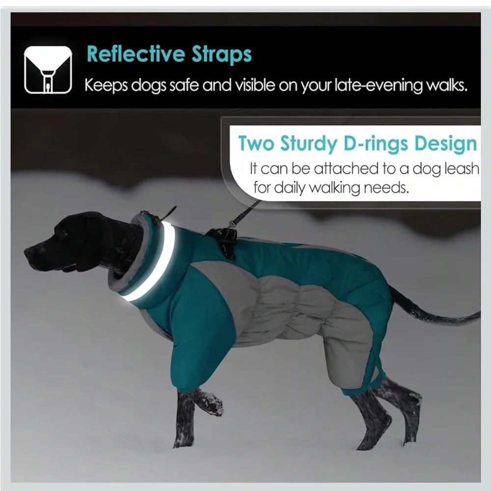 AOFITEE Fullbody Dog Coat Warm Fleece, Windproof with Harness Built in S /515-5